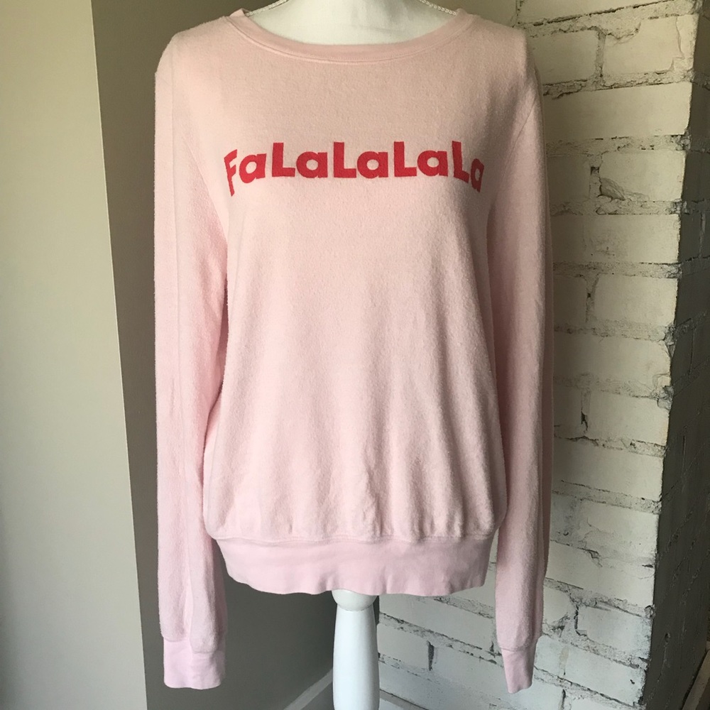 Wildfox FaLaLaLaLa Baggy Beach Jumper in Pink